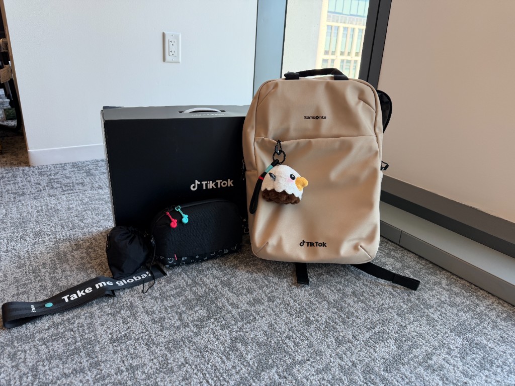 TikTok welcome swag on the office floor
